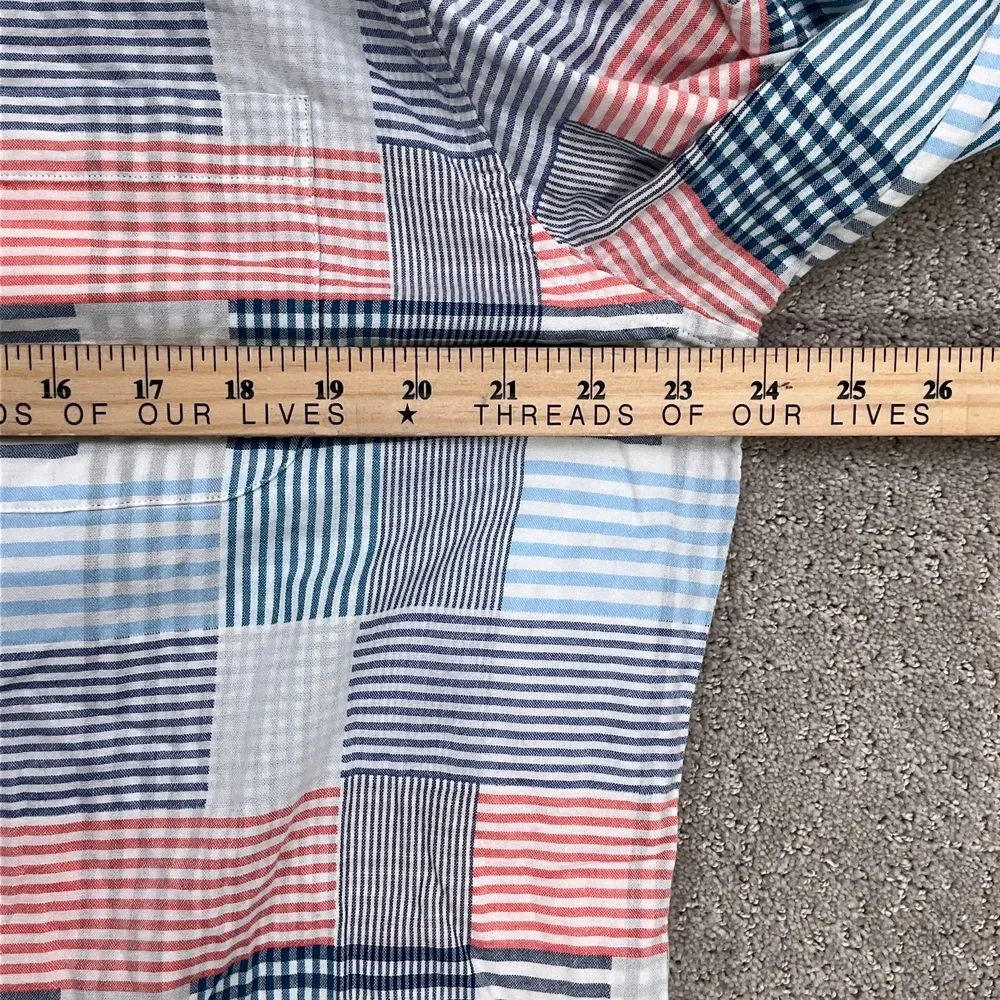 Brooks Brothers Shirt Men L Red Blue Check Plaid Gingham‎ OCBD Patchwork